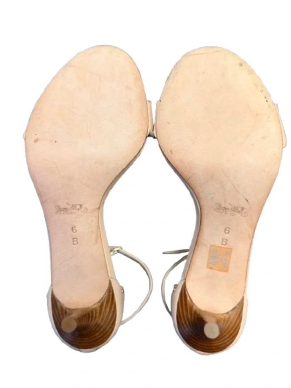 Coach Monica Pink Leather Scalloped Studded Ankle Strap Heels Women’s 6B